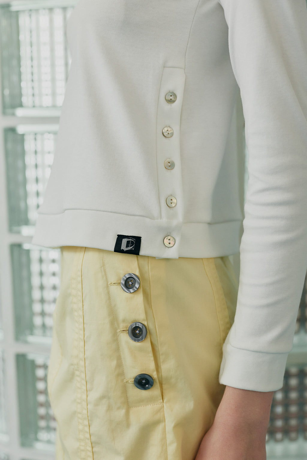 DAILY SQUAD -  Patchline Skirt กระโปรงตัดต่อกระดุมแต่ง