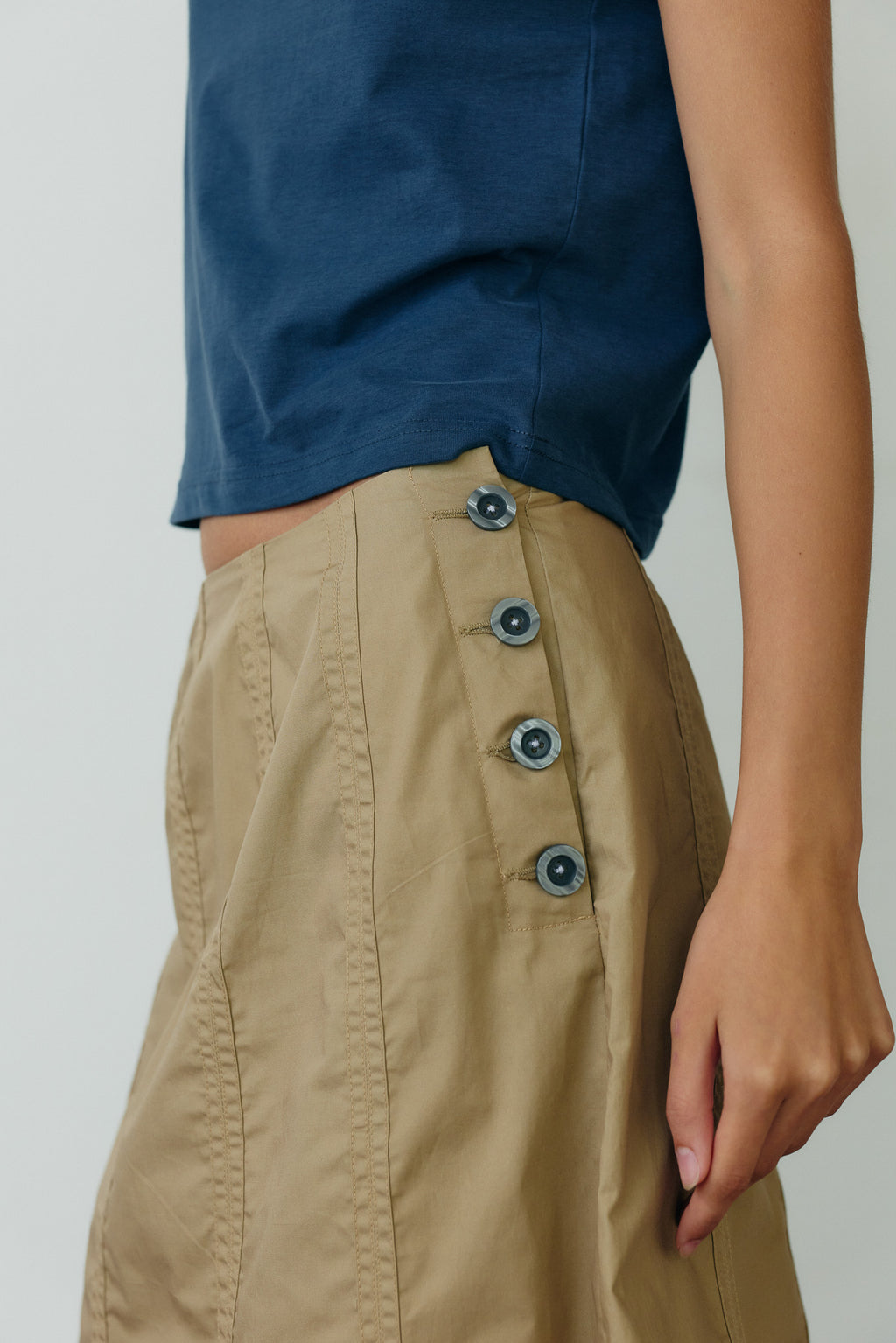 DAILY SQUAD -  Patchline Skirt กระโปรงตัดต่อกระดุมแต่ง