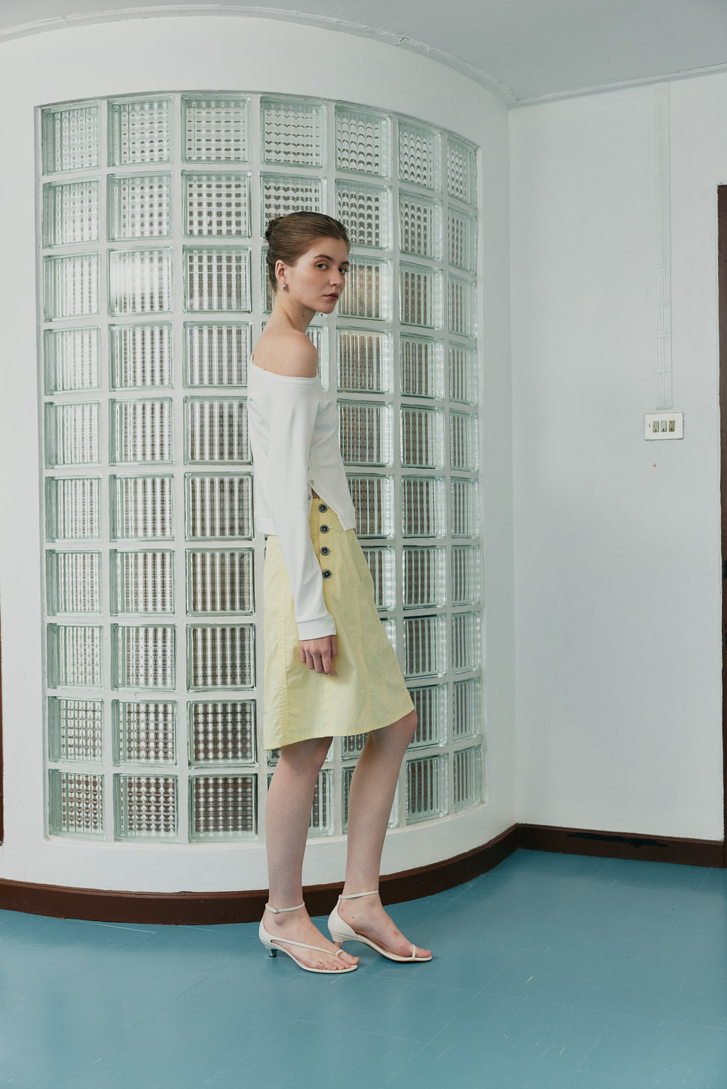 DAILY SQUAD -  Patchline Skirt กระโปรงตัดต่อกระดุมแต่ง