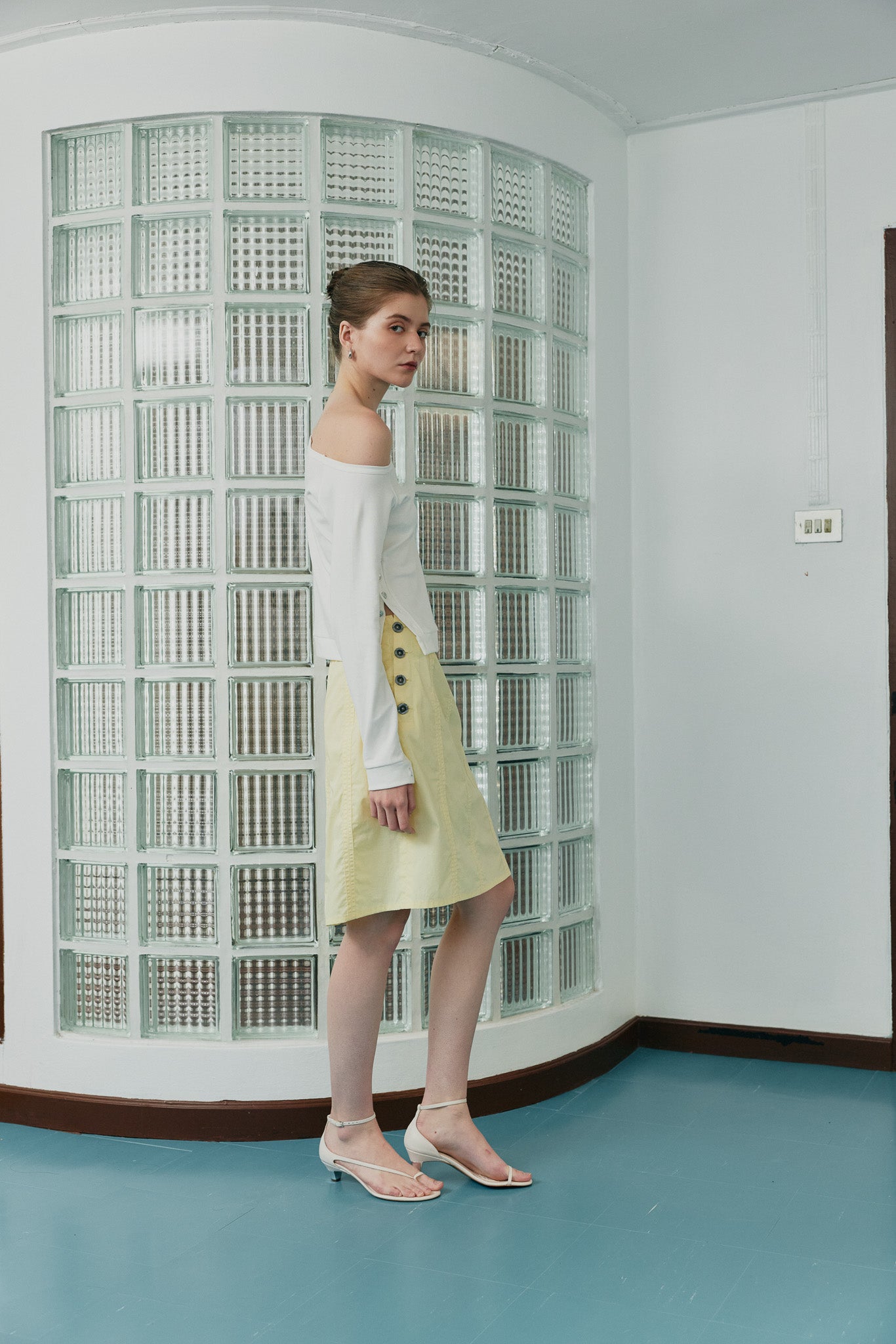 DAILY SQUAD -  Patchline Skirt กระโปรงตัดต่อกระดุมแต่ง