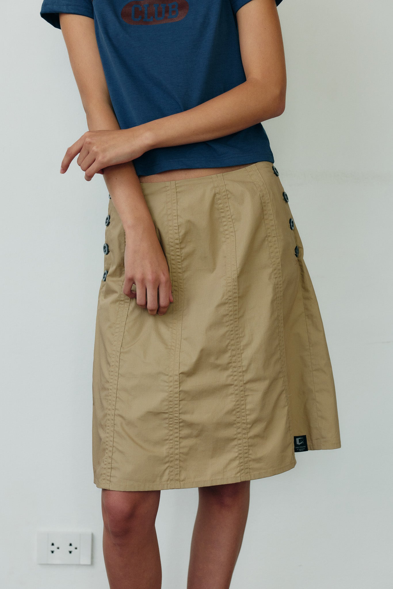 DAILY SQUAD -  Patchline Skirt กระโปรงตัดต่อกระดุมแต่ง