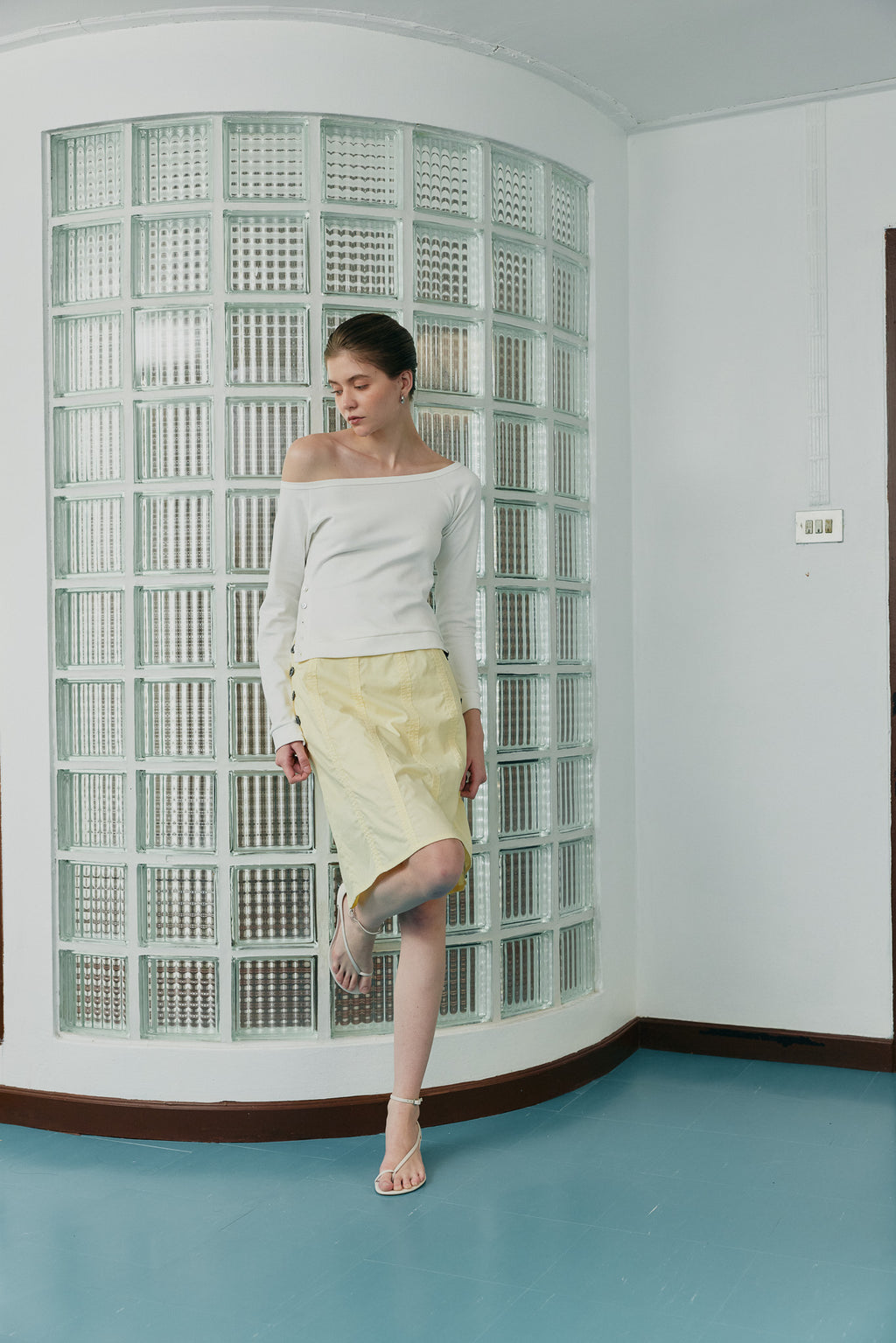 DAILY SQUAD -  Patchline Skirt กระโปรงตัดต่อกระดุมแต่ง