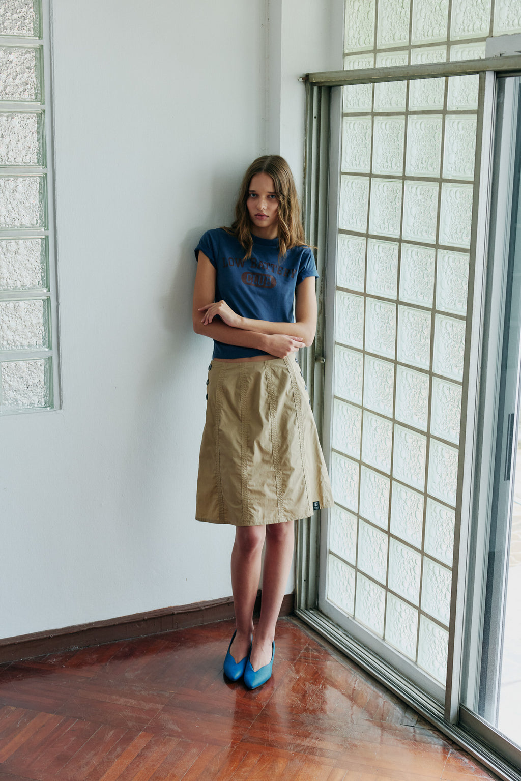 DAILY SQUAD -  Patchline Skirt กระโปรงตัดต่อกระดุมแต่ง
